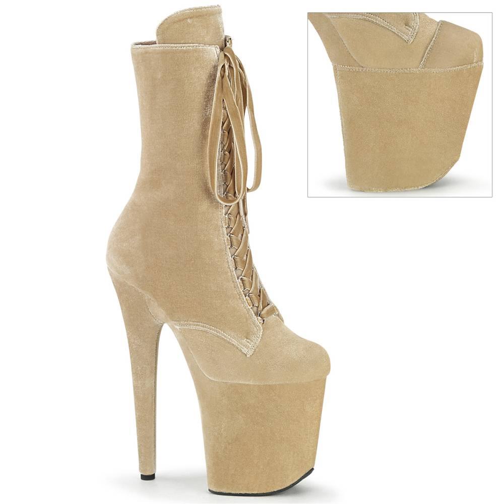 Pleaser - FLAMINGO1045VEL Bottes de plateforme, Pole dance chaussures - Crème Product image